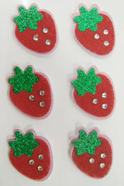 빨간색 아이 3D 인쇄할 수 있는 직물 스티커 딸기 작풍 모조 다이아몬드 장식