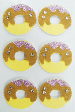 도넛 둥근 솜털 모양 동물성 스티커, 비 길쌈된 주문 반짝임 스티커