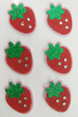 빨간색 아이 3D 인쇄할 수 있는 직물 스티커 딸기 작풍 모조 다이아몬드 장식