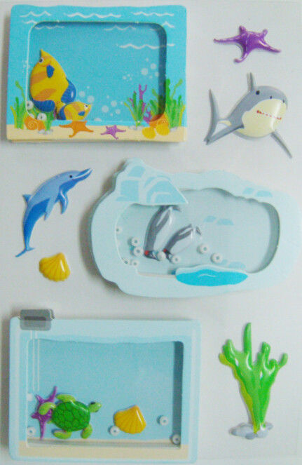 창 이동할 수 있는 포도 수확 장난감 스티커는 디자인 커트 바다 세계 물고기 죽습니다