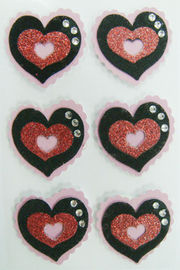 발렌타인 데이 동안 인쇄할 수 있는 분홍색 반짝임 주문 심장 모양 스티커